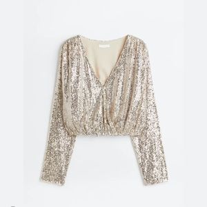Sequined Wrapover Blouse
